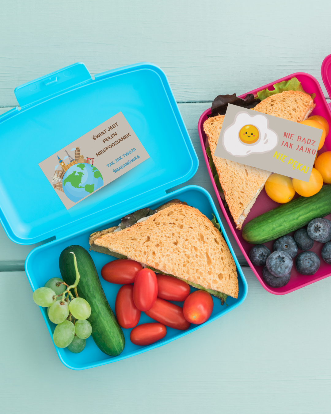 KARTECZKI DO ŚNIADANIÓWKI MOTYWUJACE 100 SZTUK 10 MOTYWÓW