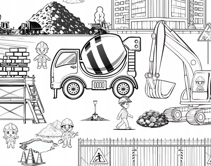 KOLOROWANKA PODŁOGOWA DLA CHŁOPCÓW PLAC BUDOWY XL GRUBY PAPIER 180G PREZENT