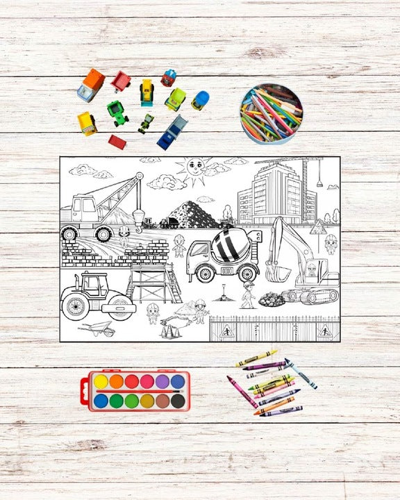 KOLOROWANKA PODŁOGOWA DLA CHŁOPCÓW PLAC BUDOWY XL GRUBY PAPIER 180G PREZENT