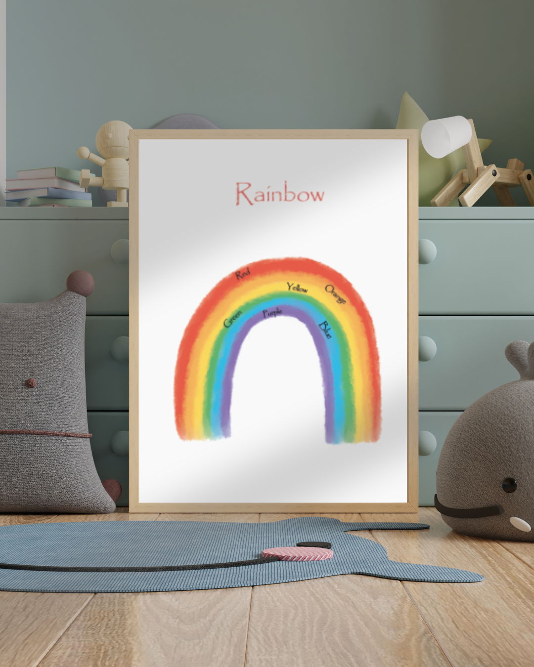 PLAKAT EDUKACYJNY RAINBOW TĘCZA KOLORY PO ANGIELSKU A2