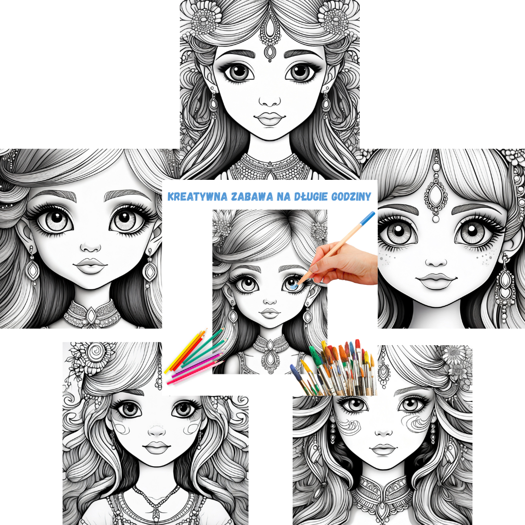 ZESTAW KOLOROWANEK DLA DZIEWCZYNEK 'STWÓRZ SWÓJ MAKE UP'