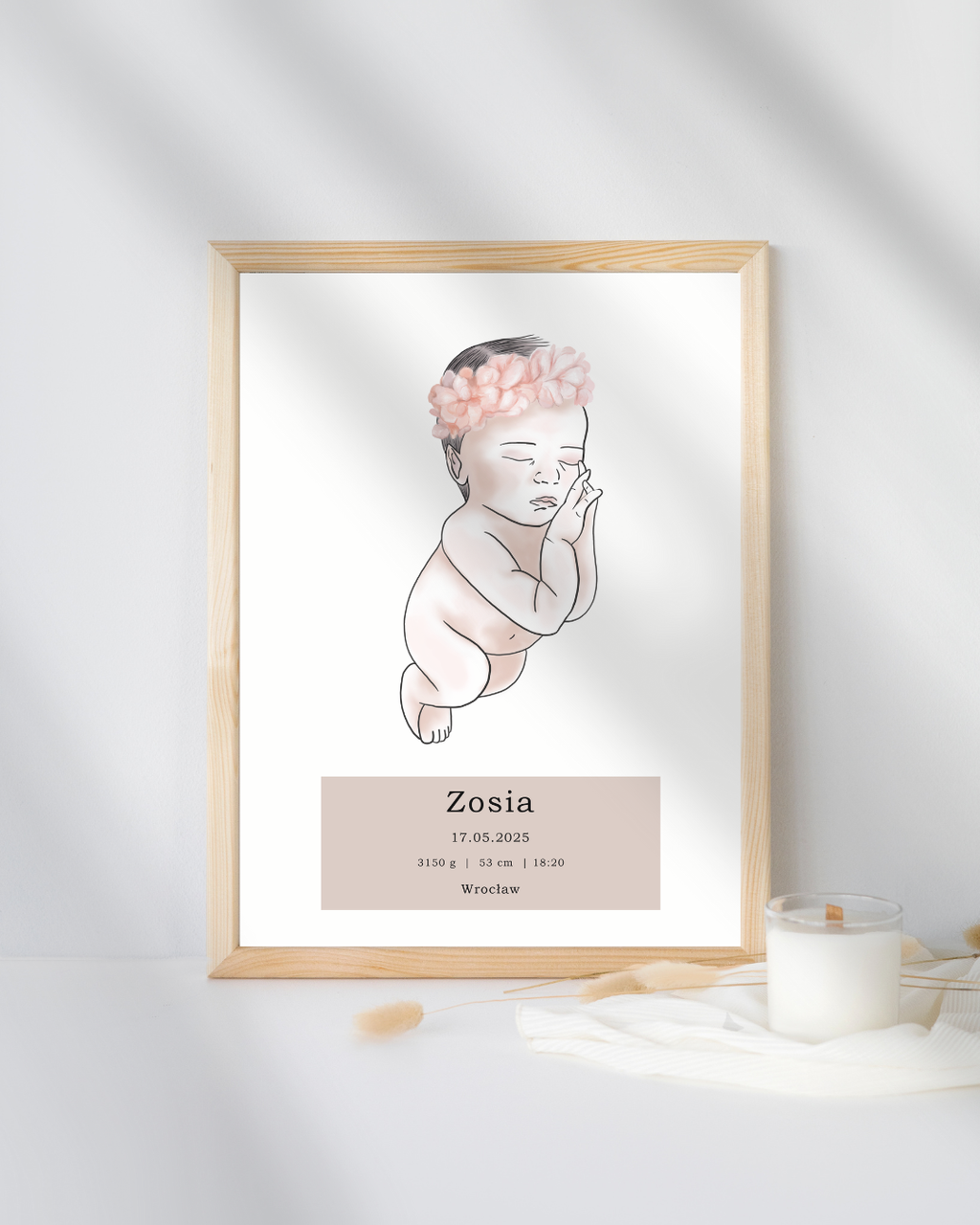 METRYCZKA DLA DZIEWCZYNKI PLAKAT PERSONALIZOWANY A4