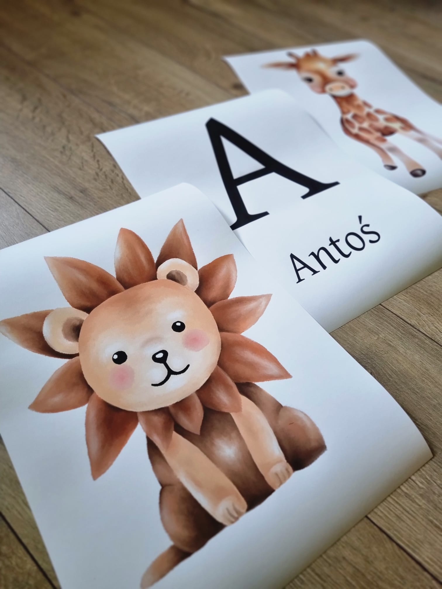 ZESTAW 3 PLAKATÓW PERSONALIZOWANYCH SAFARI LITERA + IMIĘ A3 PAPIER 180G