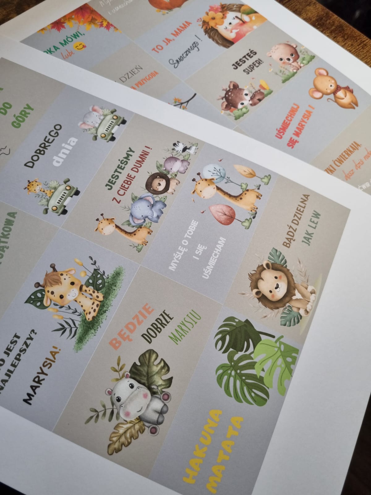 KARTECZKI DO ŚNIADANIÓWKI MOTYWUJACE 100 SZTUK 10 MOTYWÓW